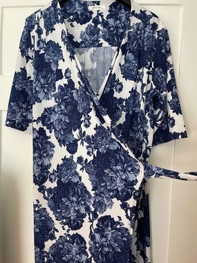 Navy Floral Wrap Dress
